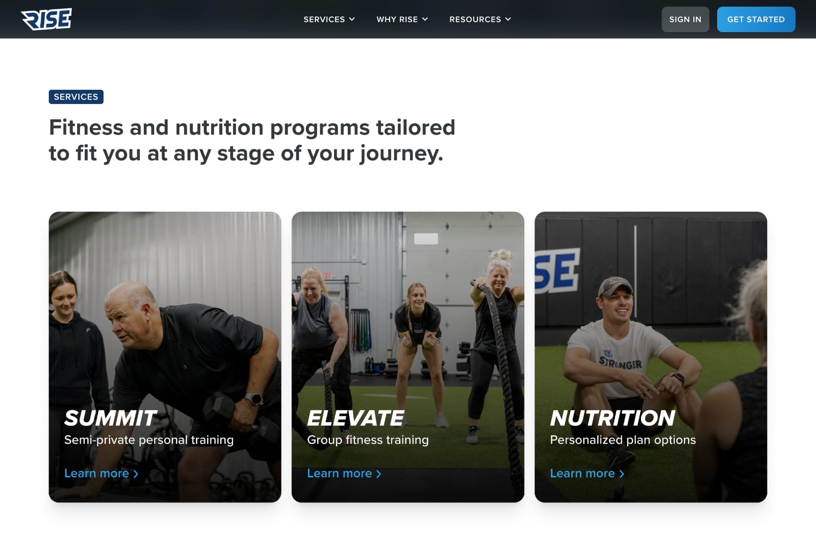 Rise Website - Desktop
